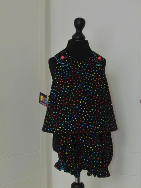 Black Spotted Pinafore Dress with panties.